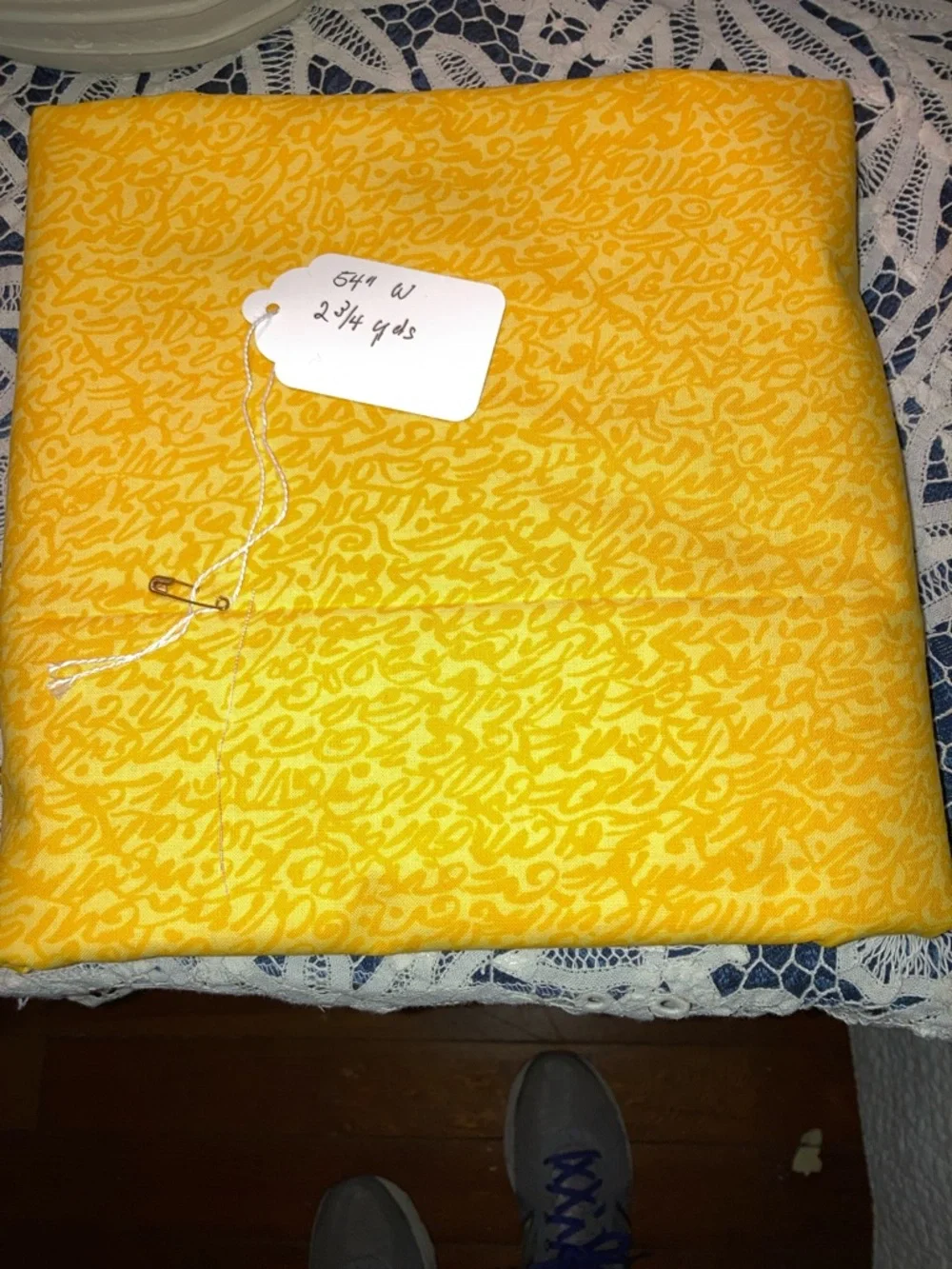 Bright Yellow Patterned Cotton Fabric - Picture 2 of 2